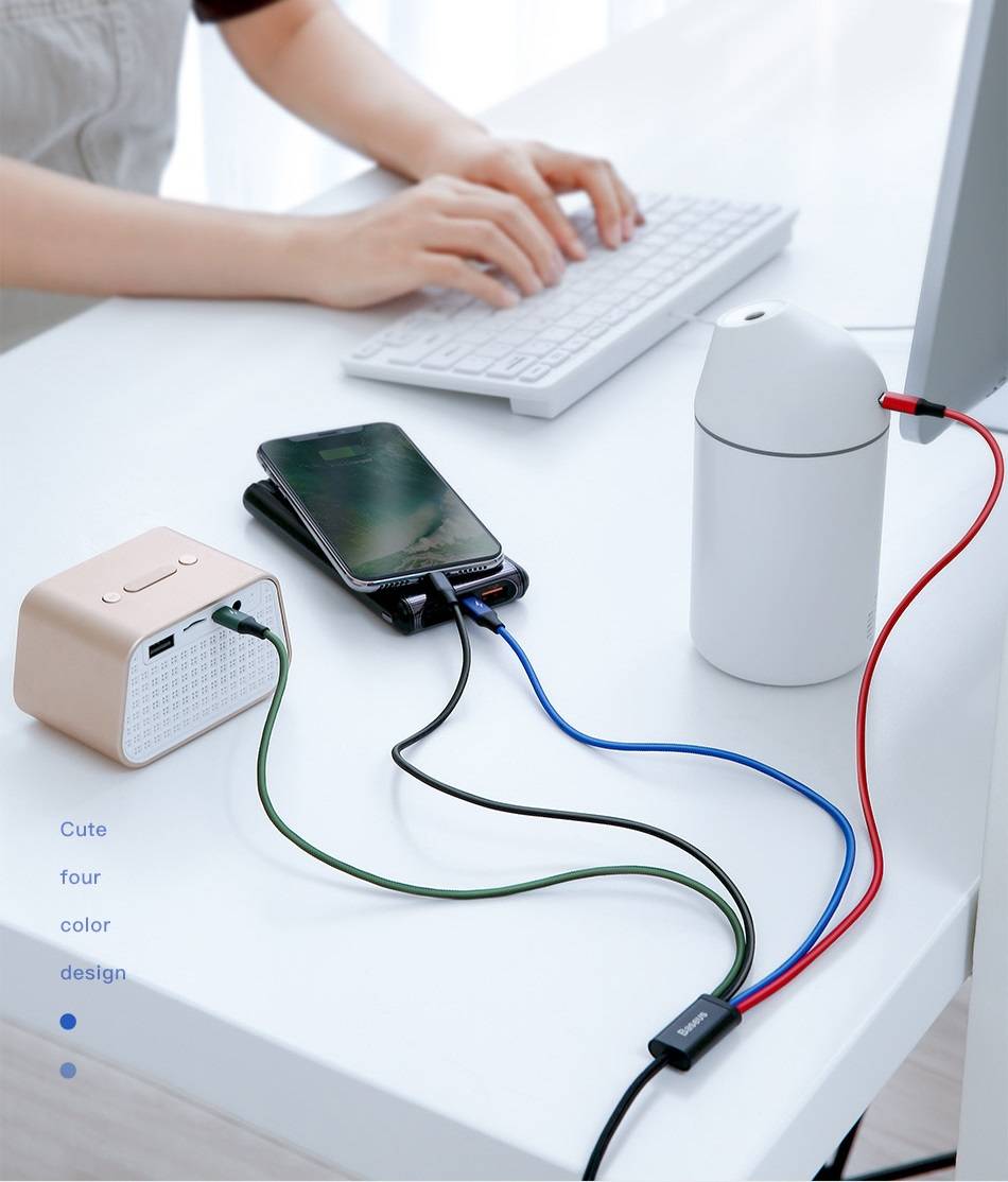 Cabo USB 4 em 1 Colorido 3.5A Baseus