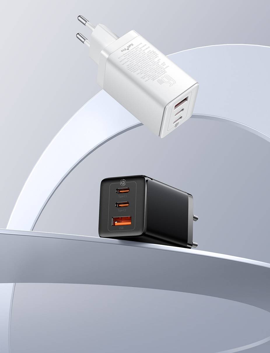 Kit Carregador 65W GaN5 Pro 3 Portas + Cabo USB C Baseus