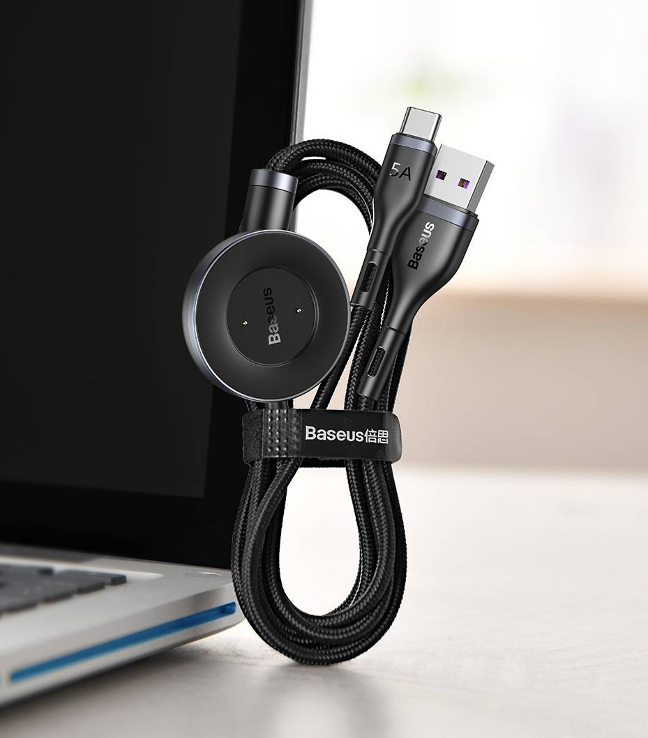 Cabo 2 em 1 USB para USB Tipo C + Carregador para Smart Watch Baseus