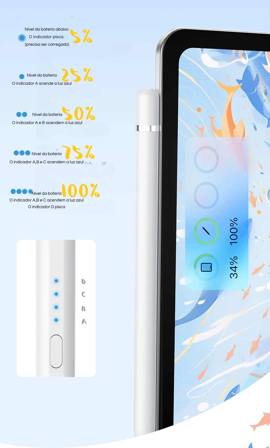 Caneta Capacitiva Stylus Plug-in Baseus
