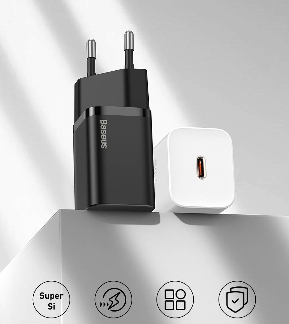 Kit Carregador 25W Mini Turbo com Cabo USB C Baseus
