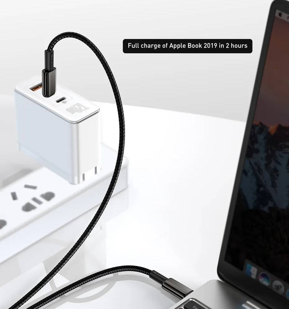 Cabo USB C para USB C 100W 5A QC4.0 Baseus