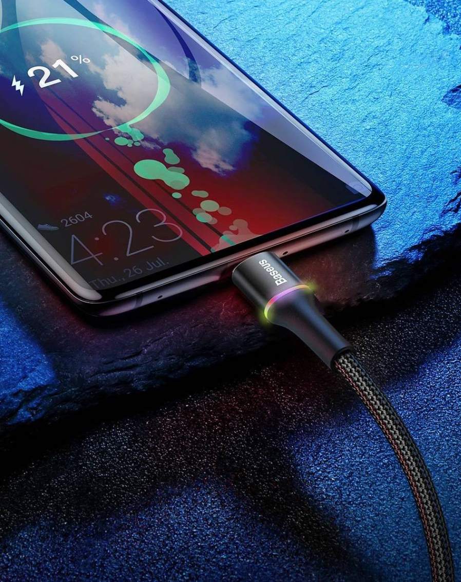 Cabo USB Tipo C 3A LED Colorido Baseus
