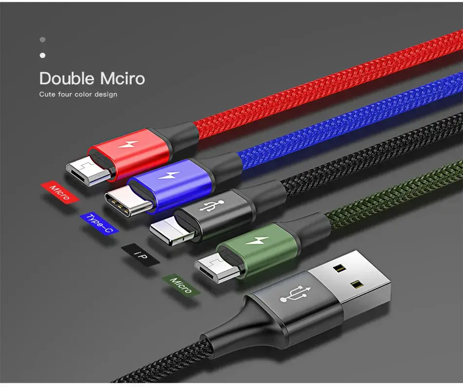 Cabo USB 4 em 1 Colorido 3.5A Baseus