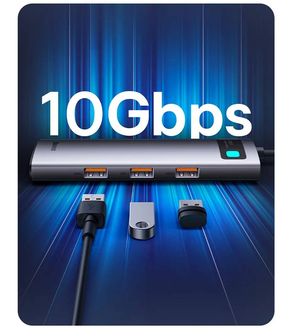 Hub USB C HDMI RJ45 60Hz Atualizado Baseus