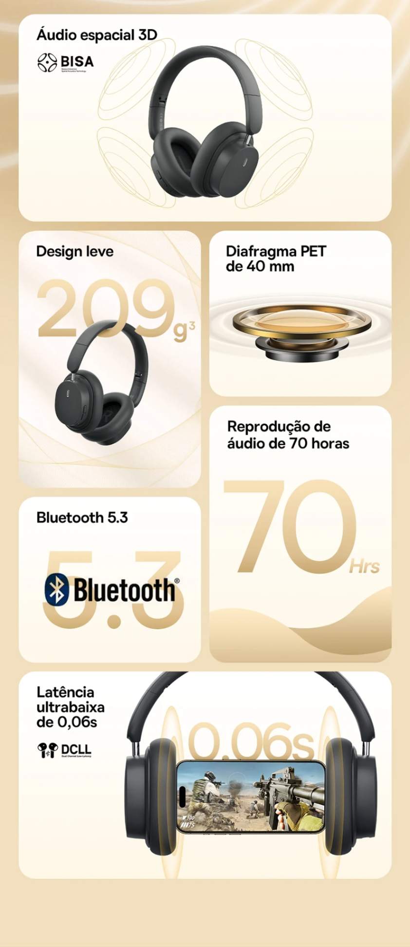 Fone de Ouvido Headset D05 Sem Fio Bluetooth 5.3 Baseus