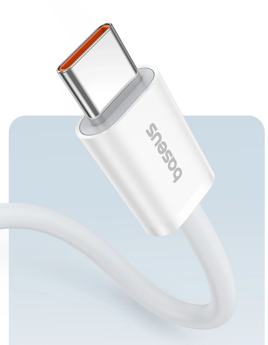 Cabo USB C Dados e Carregamento Rápido 100W Branco Baseus