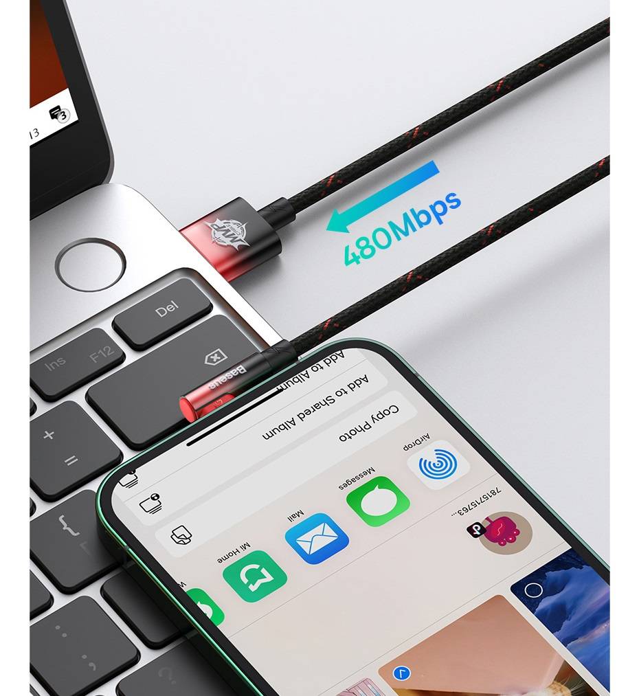Cabo USB para iPhone 90º MVP 2.4A Baseus