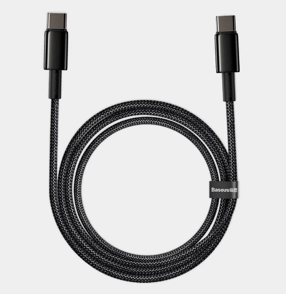 Cabo USB C para USB C 100W 5A QC4.0 Baseus