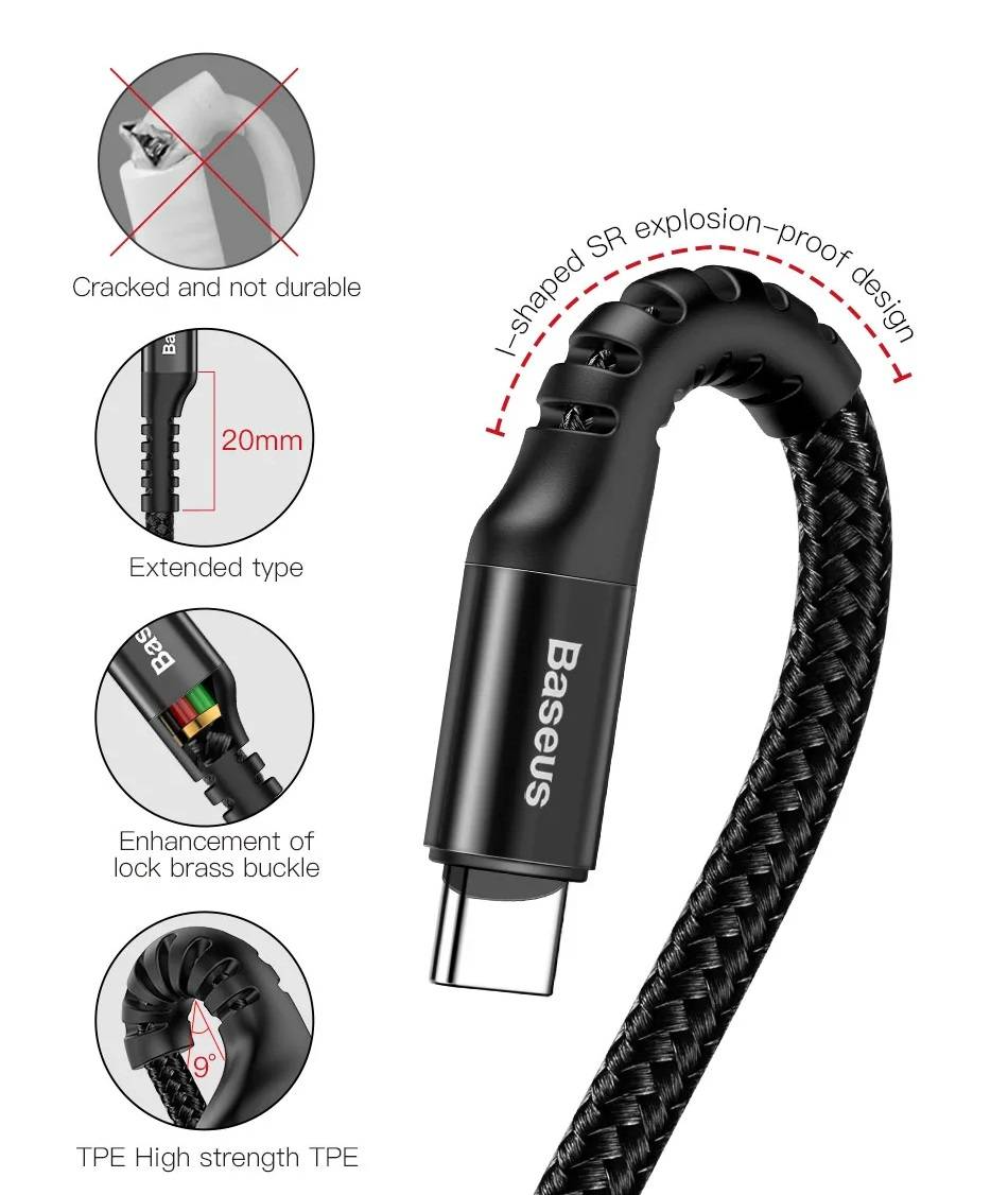 Cabo USB para USB Tipo C Retrátil Fish Eye Baseus