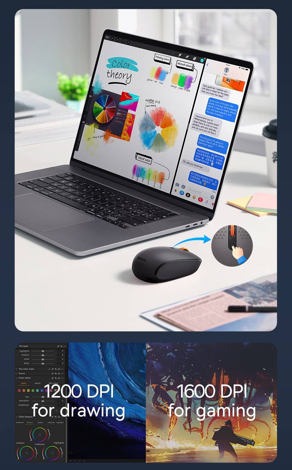 Mouse Sem Fio 2.4G Baseus