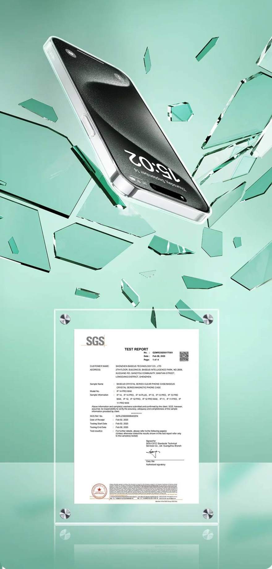 Kit Capa Transparente Magnética para iPhone 15 + Película Baseus