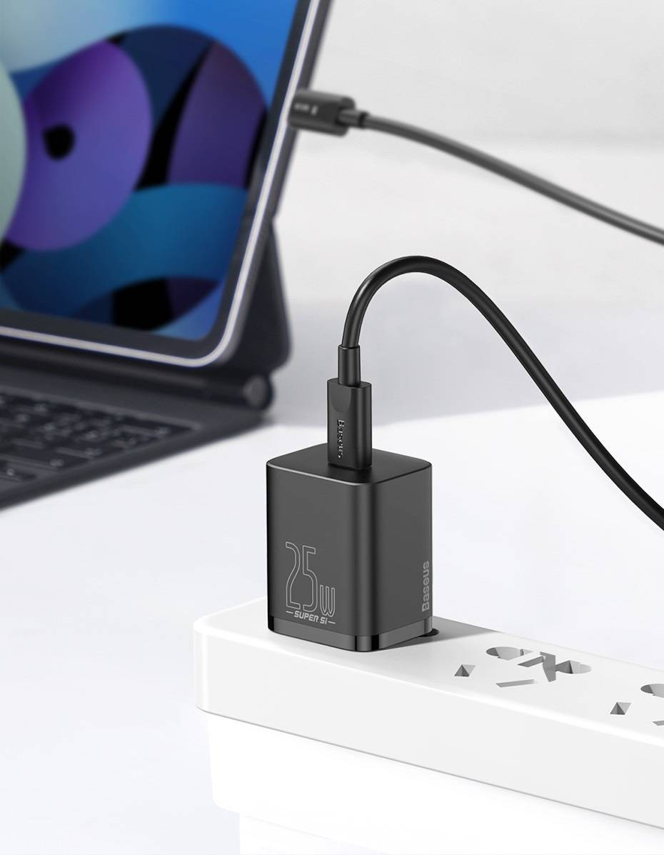 Kit Carregador 25W Mini Turbo com Cabo USB C Baseus