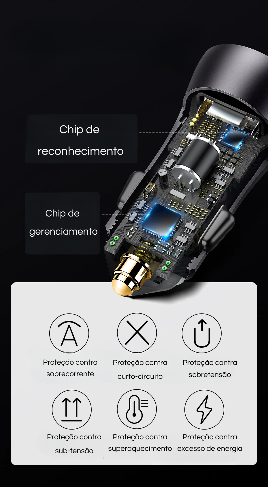 Carregador Veicular 60W Dual Port USB e Tipo C Baseus