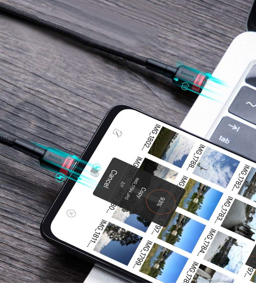Kit 5 Cabos USB C PD 100W QC3.0 480Mbps Baseus