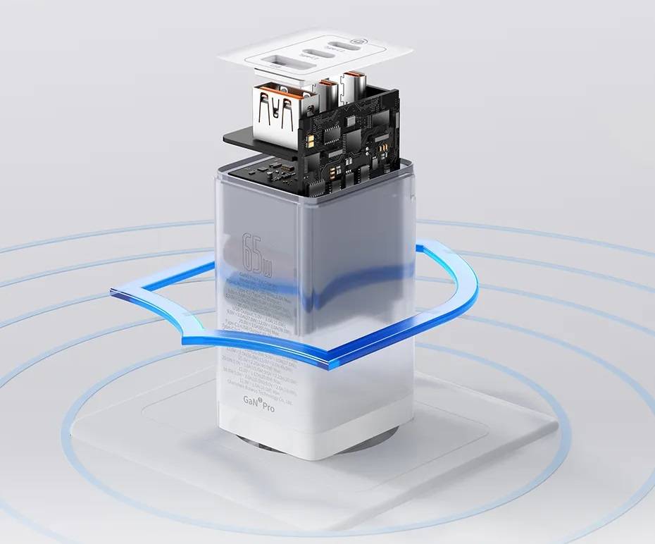 Kit Carregador 65W GaN5 Pro 3 Portas + Cabo USB C Baseus