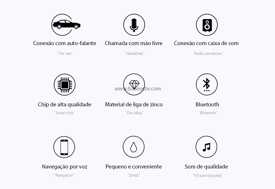Receptor Transmissor Áudio Bluetooth Sem Fio Saída P2 Baseus