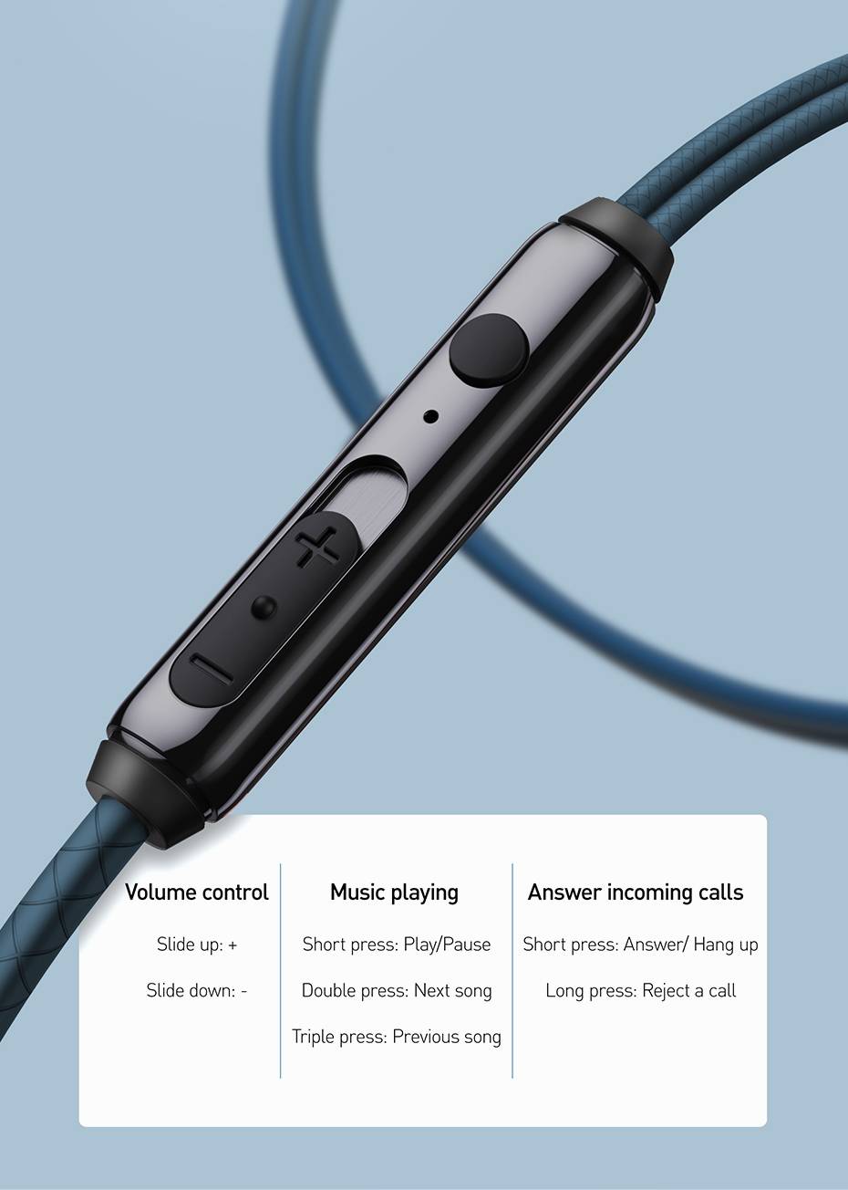 Fone de ouvido intra-auricular esportivo com microfone H19 6D Baseus
