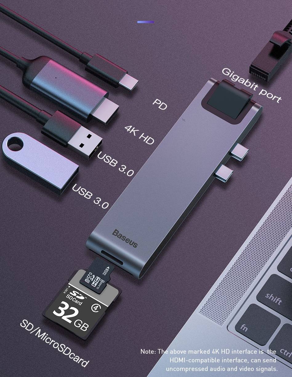 Hub Duplo USB C 7 em 1 Baseus