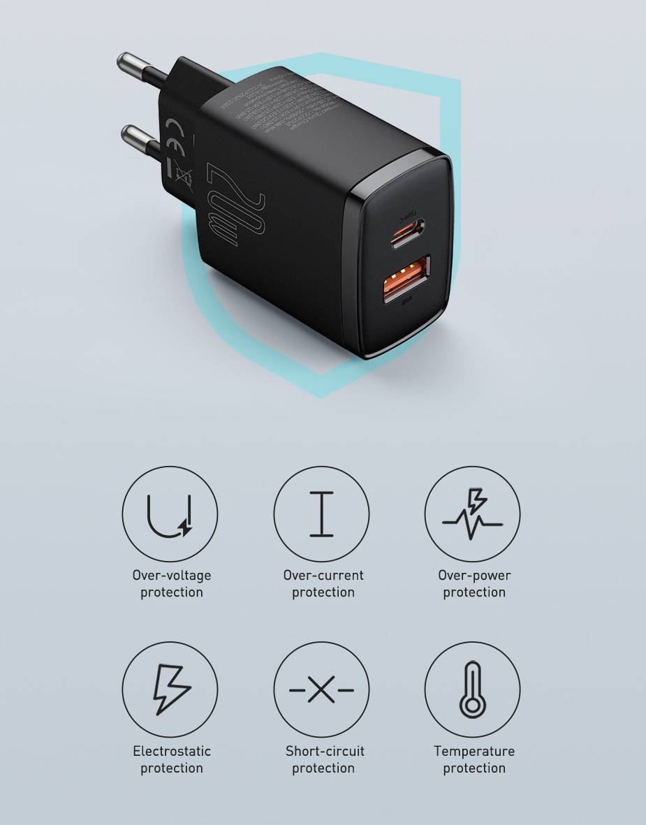 Carregador 20w USB Tipo C Baseus