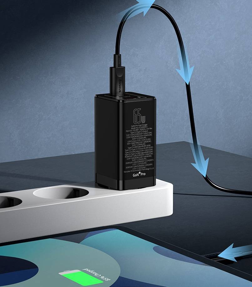 Carregador 65w GaN USB Tipo C Baseus