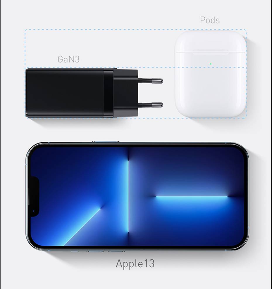 Carregador 65w GaN USB Tipo C Baseus