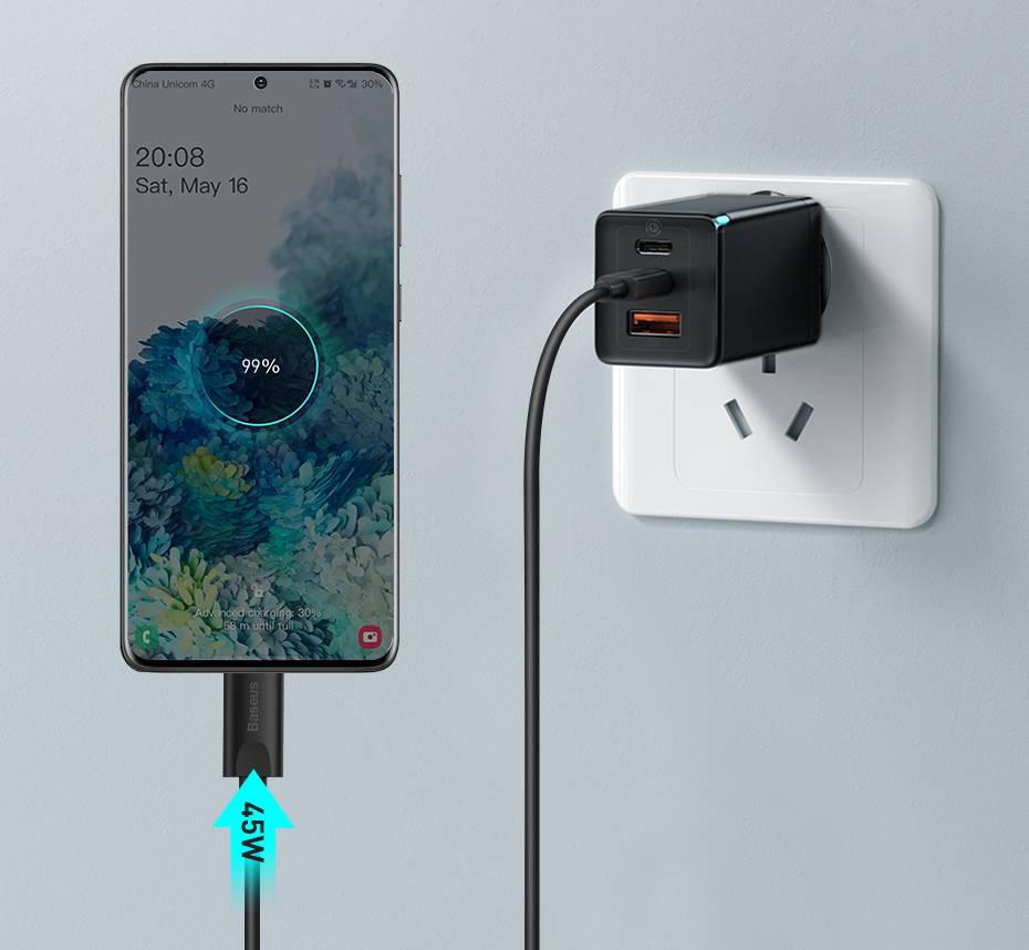 Carregador 65w GaN USB Tipo C Baseus