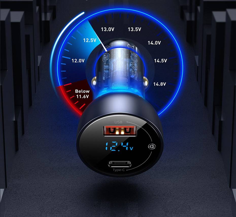 Carregador veicular 65W Carregamento Rápido 4.0 PD Baseus