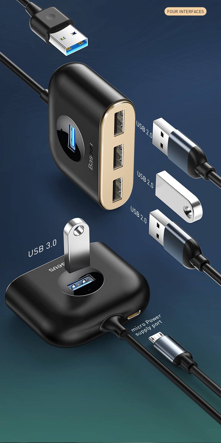 Hub USB 3.0 4 Baseus