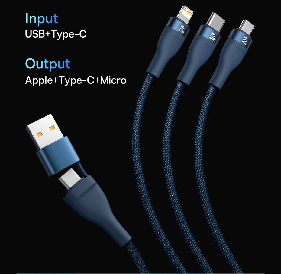 Cabo USB 3 em 1 100w Baseus
