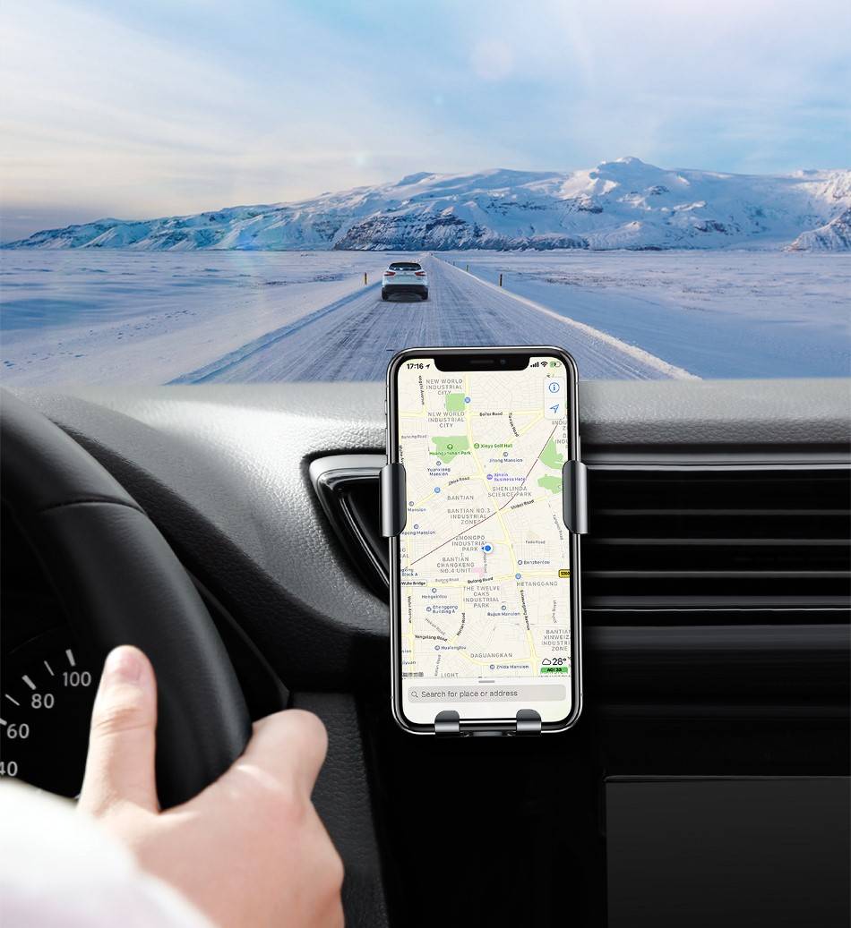 Suporte de celular de gravidade ajustável com carregamento sem fio Baseus