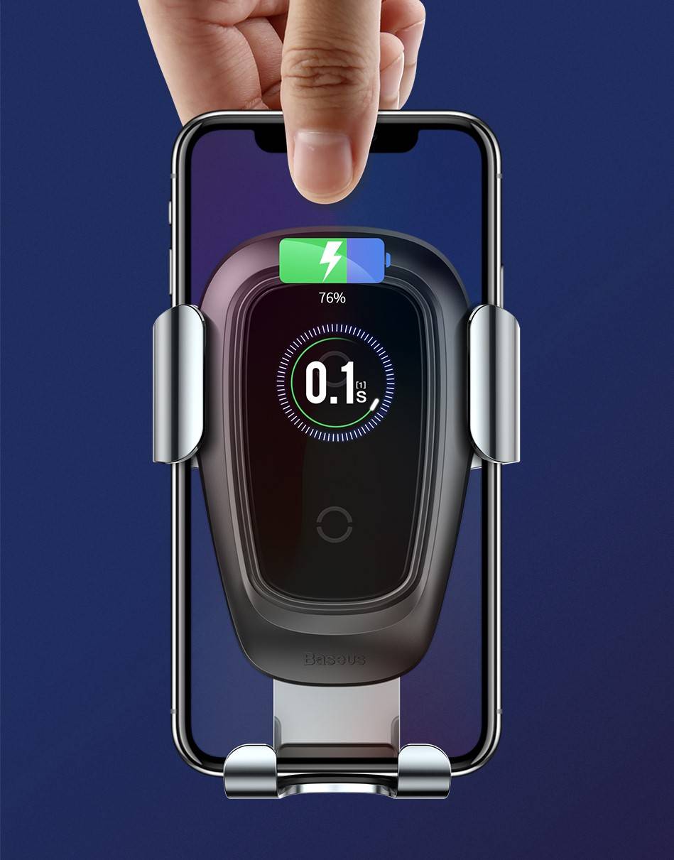 Suporte de celular de gravidade ajustável com carregamento sem fio Baseus