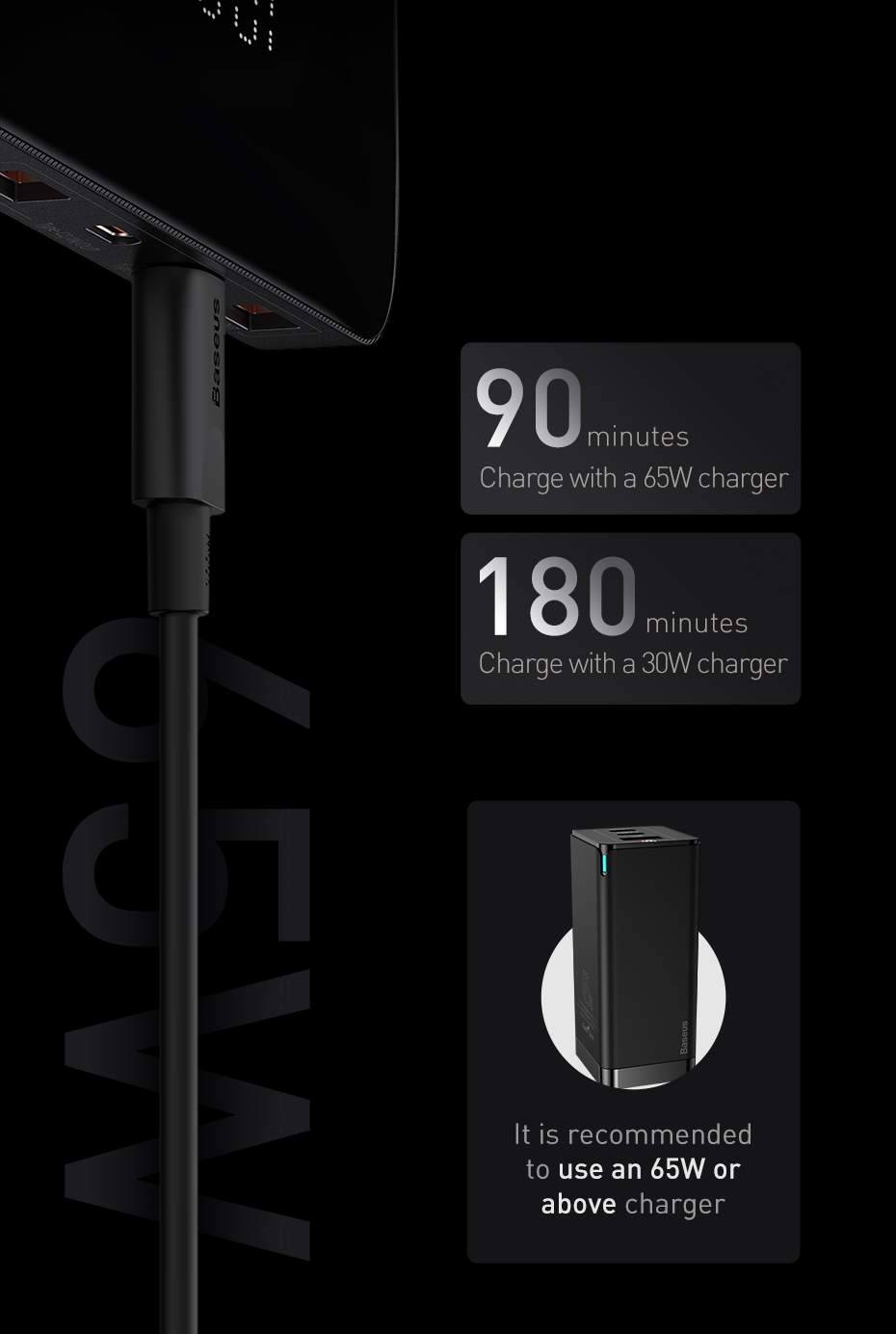 Power Bank 100w 20000mAh para Laptop Baseus