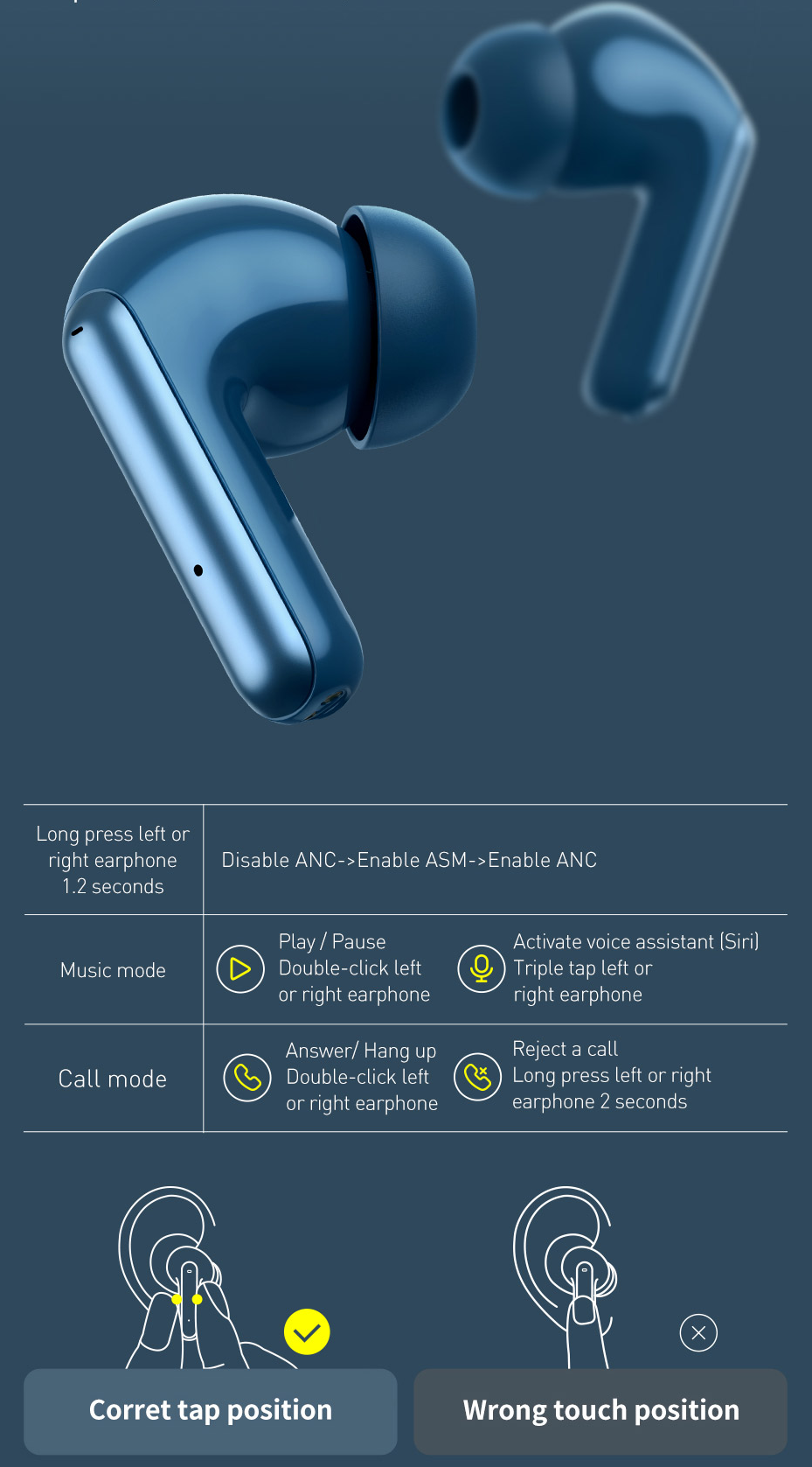 Fone de ouvido S1 Pro ANC Bluetooth 5.1 Baseus