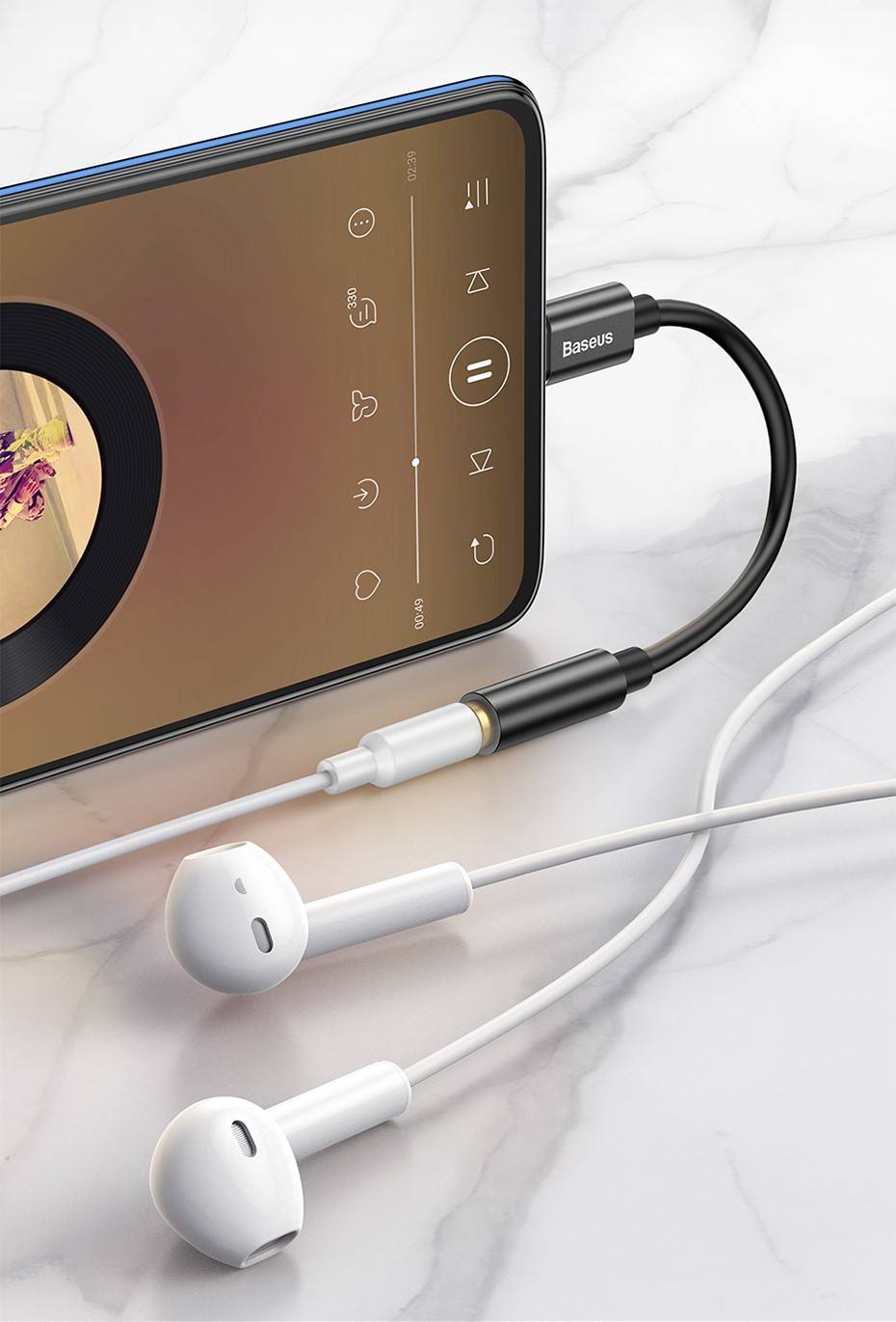 Adaptador de fone de ouvido Tipo C 3,5mm Baseus