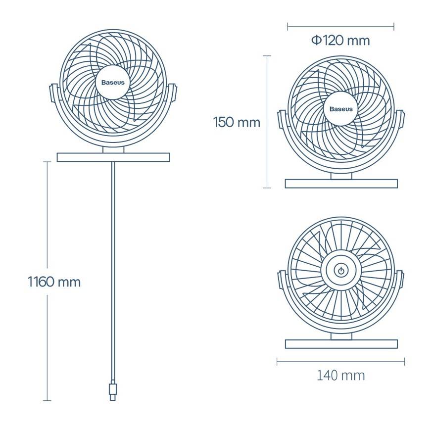 Ventilador de mesa ajustável Baseus
