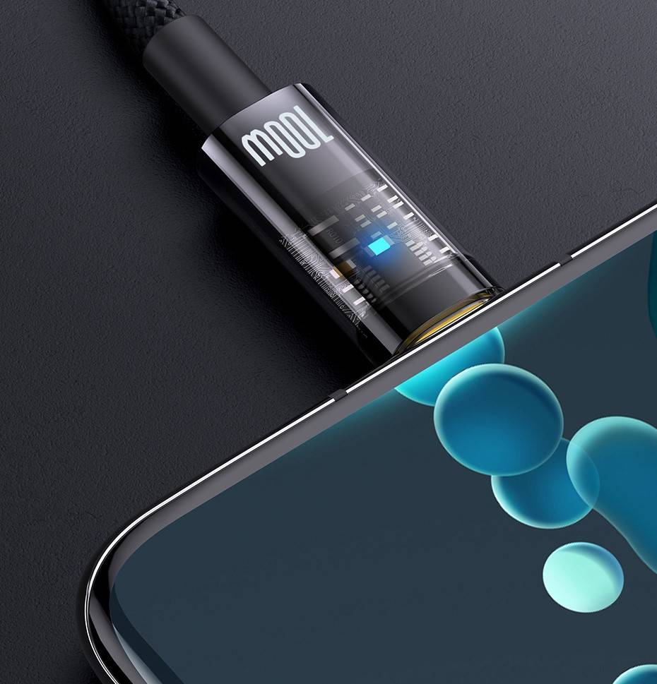 Cabo USB C 100W 6A Desligamento Automático Baseus