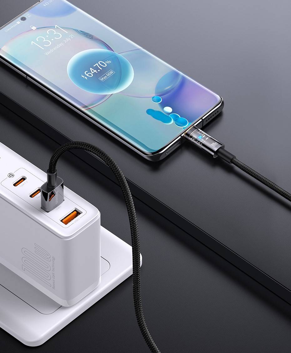 Cabo USB C 100W 6A Desligamento Automático Baseus