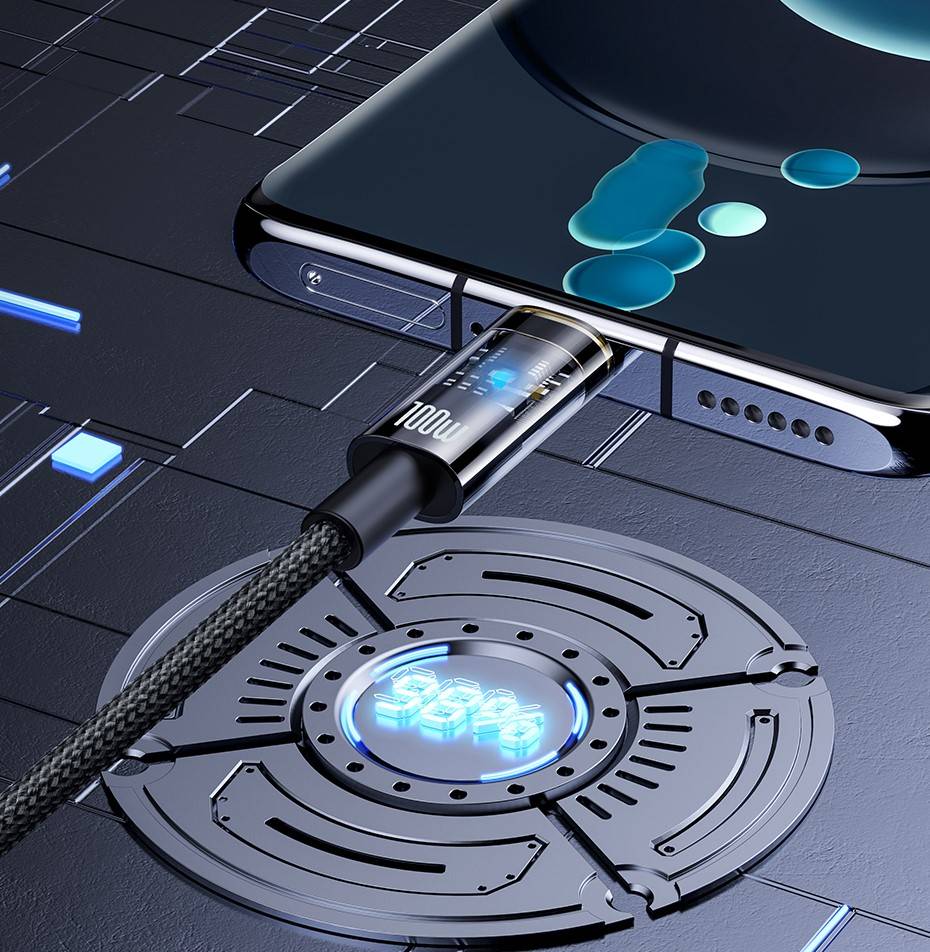 Cabo USB C 100W 6A Desligamento Automático Baseus