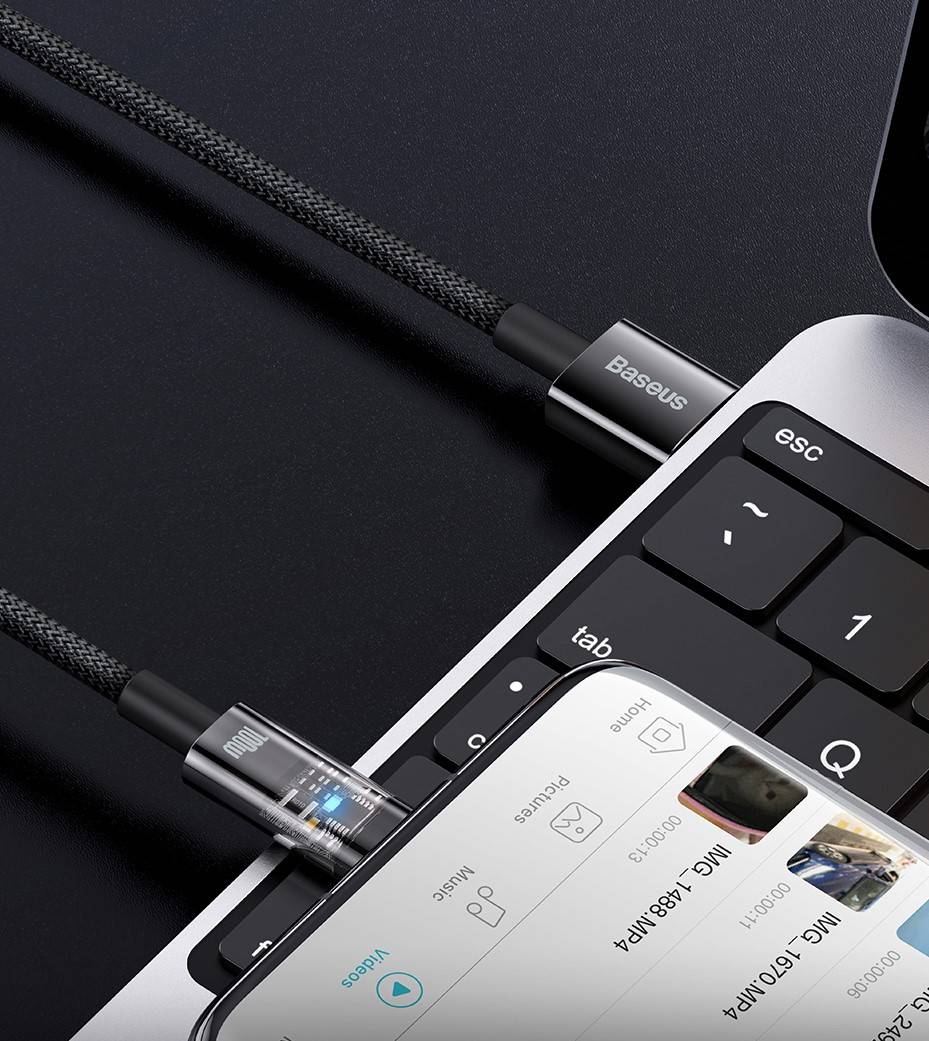Cabo USB C 100W 6A Desligamento Automático Baseus