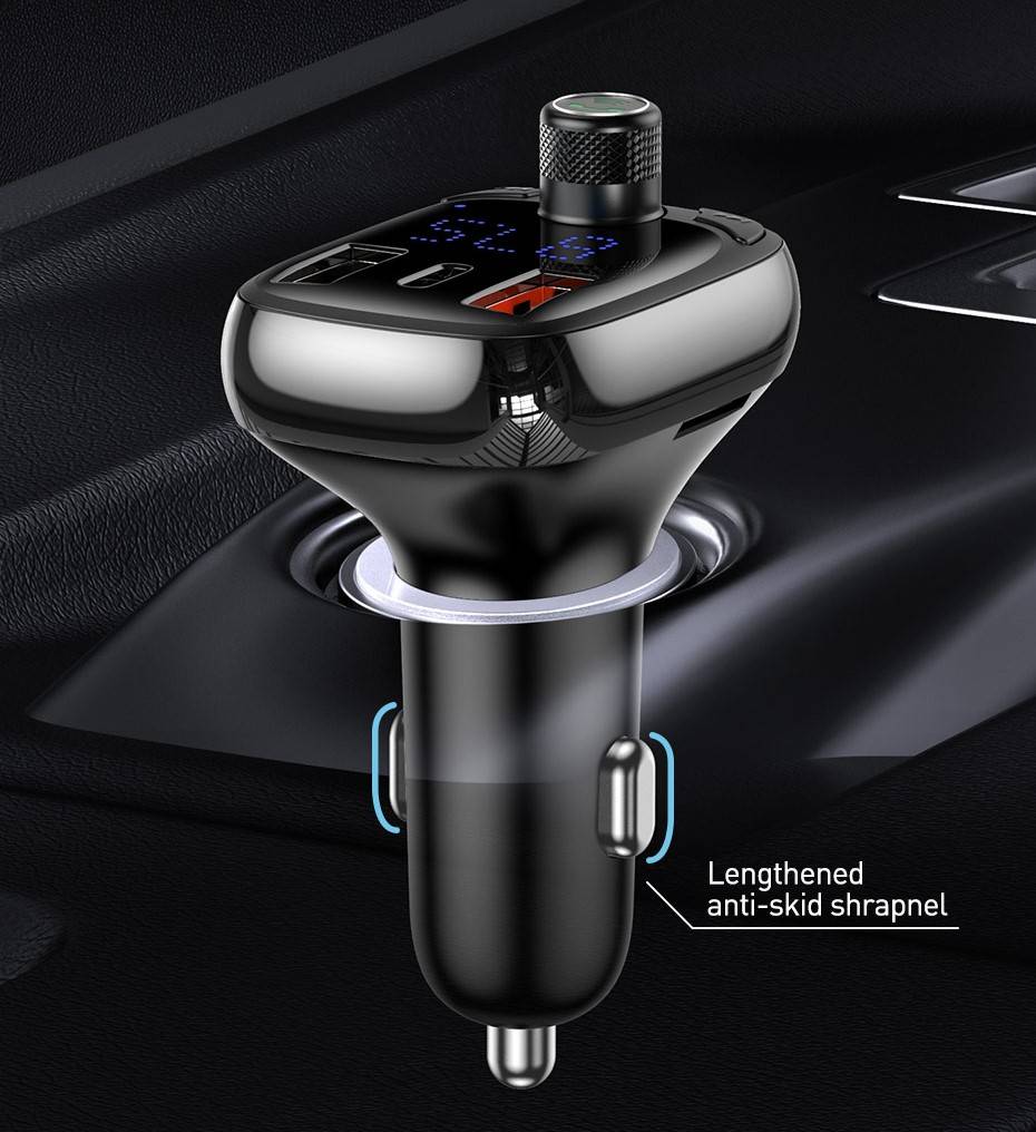 Carregador veicular com transmissor FM Bluetooth 5.0 Baseus