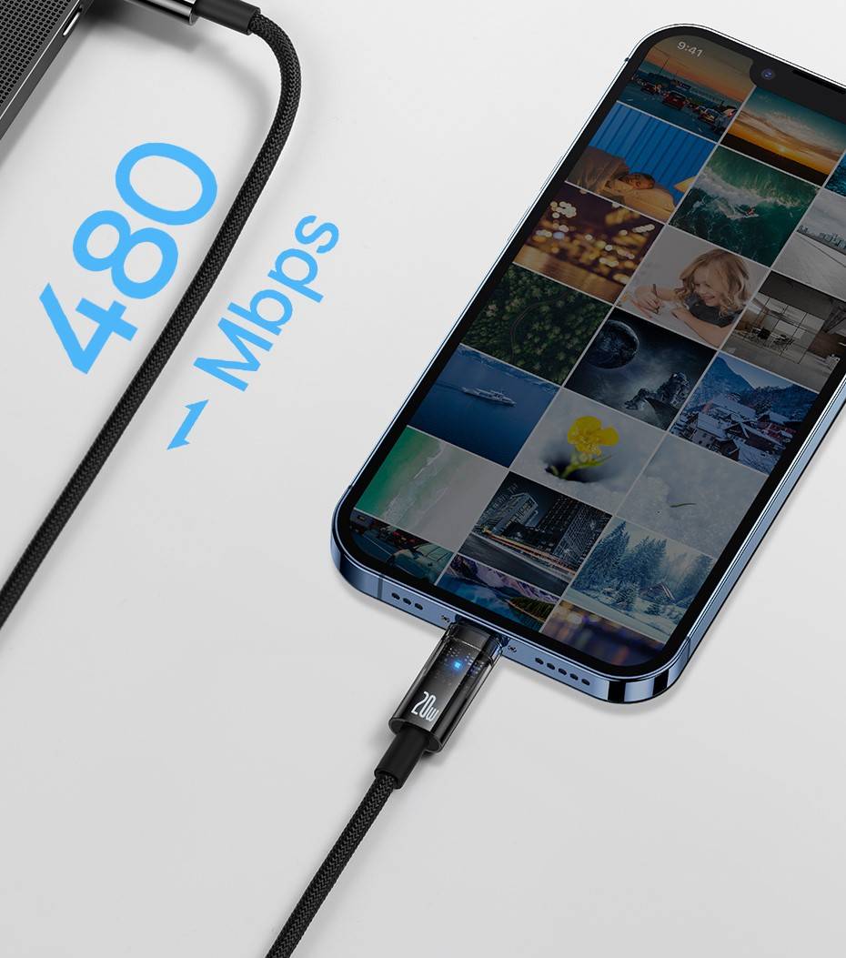 Cabo USB C para iPhone com Desligamento Automático 20W Baseus