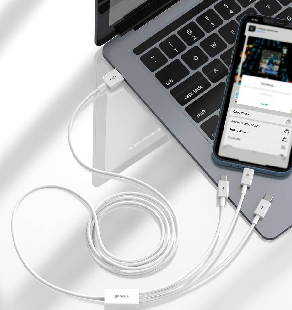 Cabo USB 3 em 1 Carregamento Rápido 1,5m Baseus