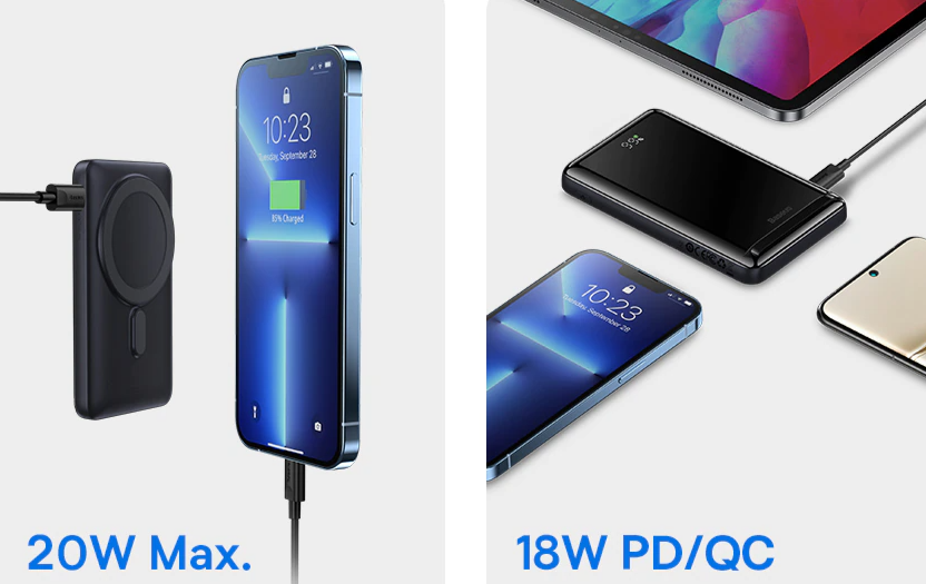 Power Bank magnético com suporte 10000mAh 20W Baseus