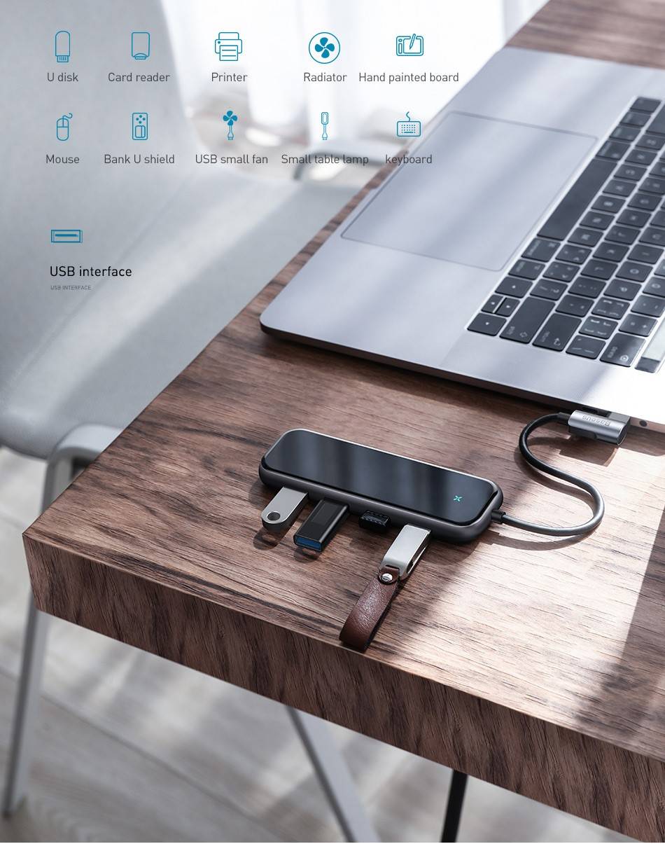 Hub USB C 5 em 1 Nova Versão Baseus