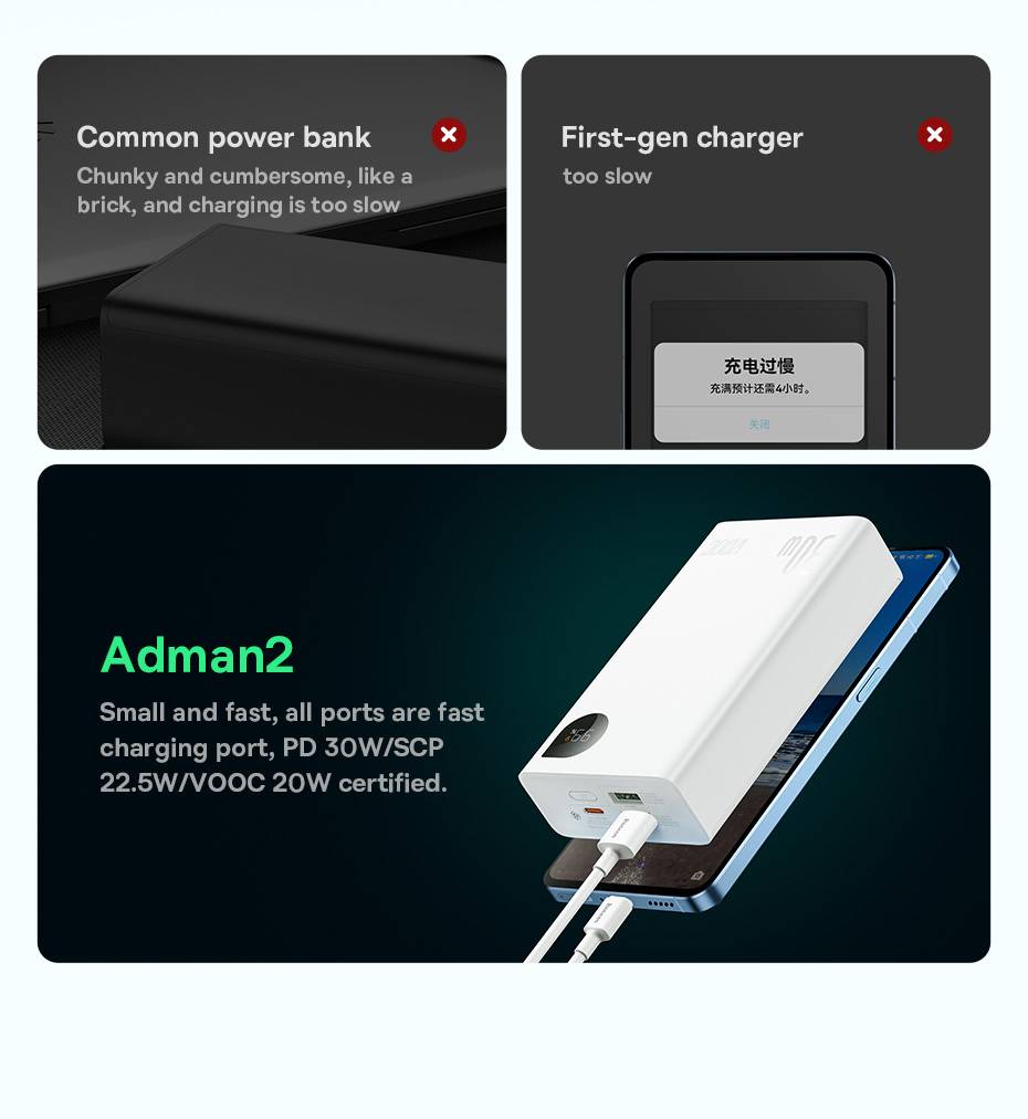 Power Bank Adaman2 30W 20000mAh VOOC Baseus
