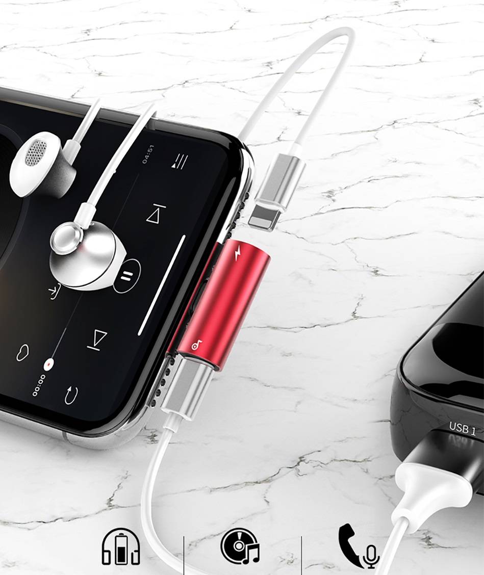Adaptador 2 em 1 Lightning para iPhone Baseus