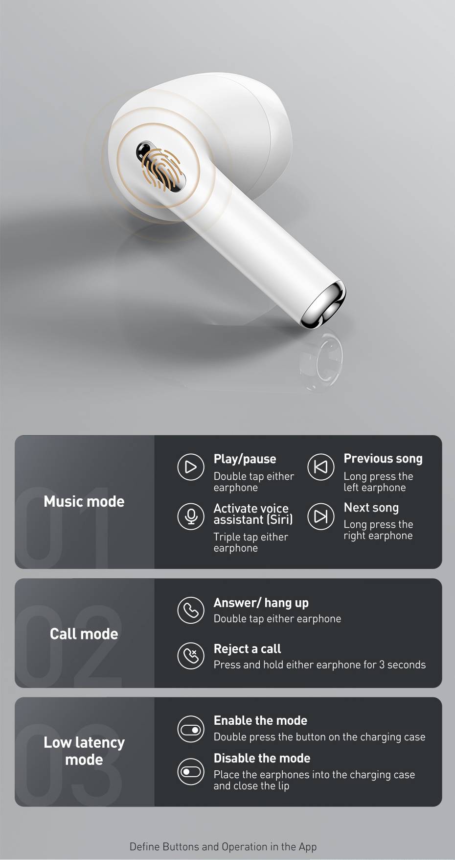 Fone de Ouvido Bowie E8 ENC Baseus