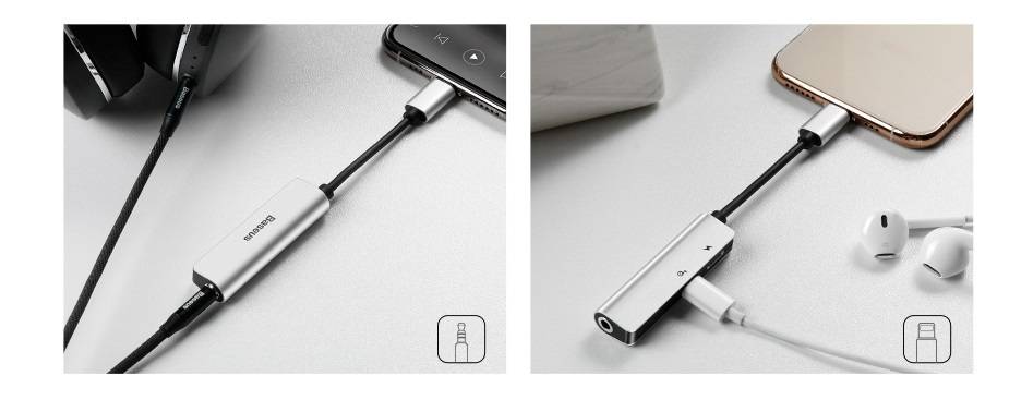 Adaptador 3 em 1 Lightning para iPhone com entrada P2 Baseus