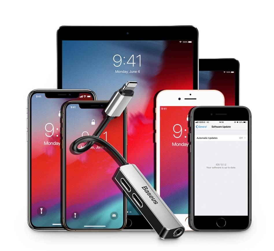 Adaptador 3 em 1 Lightning para iPhone com entrada P2 Baseus